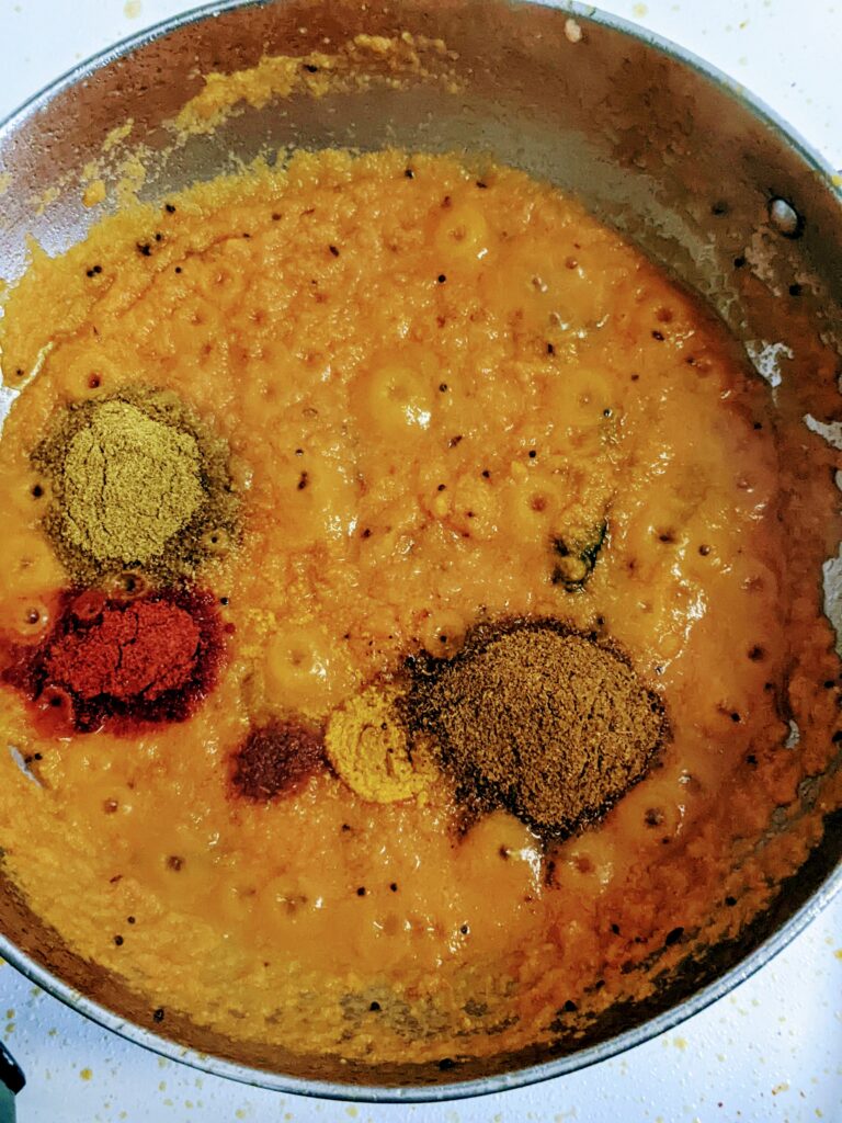 Shev bhaji in making